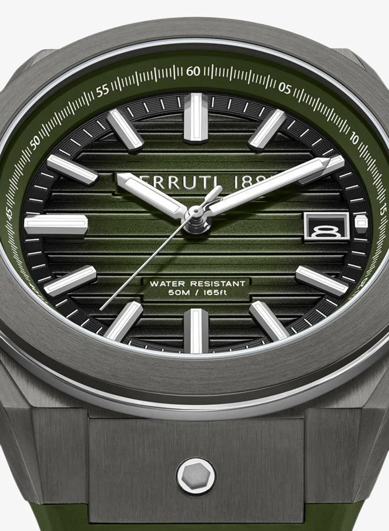 CERRUTI 1881  Ruscello 48mm Men's Analog Watch with Olive Green Silicone Strap for Men | Best Price UAE