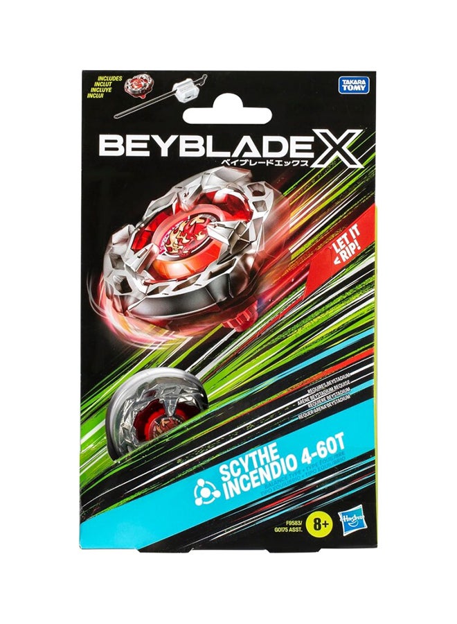 BeyBlade X Launcher Scythe Incendio 4-60T Starter Pack Top & Launcher, Easy Grip, Battle Top Toy, Bey Toy for 8+ Year Old Boys Girls, Authentic Die-cast Metal Parts, Powerful Attacks - Image 2