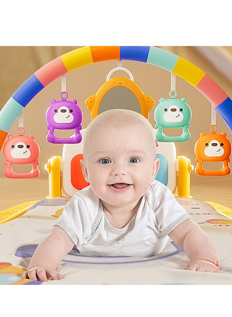 ما بيبي سجادة لعب للأطفال، صالة ألعاب رياضية للأطفال، سجادة أنشطة مرحة على البطن مع 5 ألعاب حسية للأطفال الرضع، موسيقى وأضواء، هدايا للأولاد والبنات للمواليد الجدد - Image 2