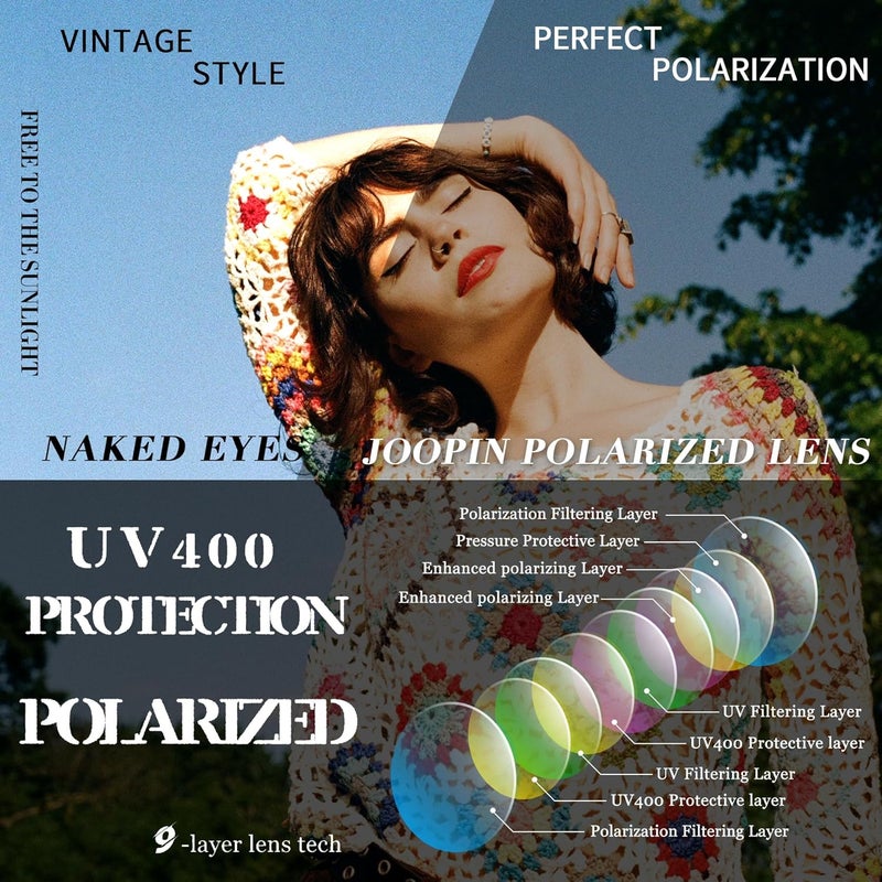 Joopin Polarized Cat Eye Sunglasses for Women Vintage Cateye Sun Glasses UV400 Protection - Image 4