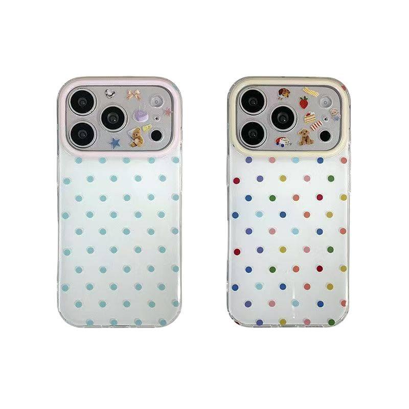 غطاء واقي بسيليكون لـ iPhone 16 / 16 Plus / 16 Pro / 16 Pro Max مع مقاوم للصدمات وحماية من السقوط مع مقاوم للصدمات مع تغطية كاملة مع نقشة منقطة باللون أزرق من السيليكون باللون الأ. - Image 5