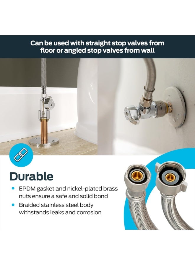Eastman Eastman 12 Inch Flexible Toilet Connector, 7/8 Inch Ballcock x 3/8 Inch Compression, Stainless Steel Braided Hose, 48088  - Image 3