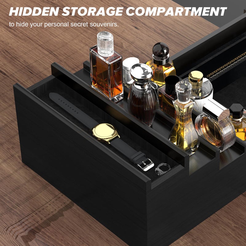 upcessory Cologne Organizer for Men, 4 Tier Black Wood Perfume Organizer with Felt Lining Drawer and Hidden Compartment, Perfume Display Holder, A Gift for Men - Image 2