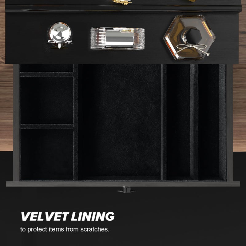 upcessory Cologne Organizer for Men, 4 Tier Black Wood Perfume Organizer with Felt Lining Drawer and Hidden Compartment, Perfume Display Holder, A Gift for Men - Image 3
