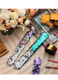 SYOSI Glitter Slap Bracelet Kids Sequin Bracelet Mermaid Bracelet Flip Wristband Bracelet Kids Supplies Magic Charm Reversible Sequin Birthday Party Favors Supplies Gifts for Kids  - Image 3