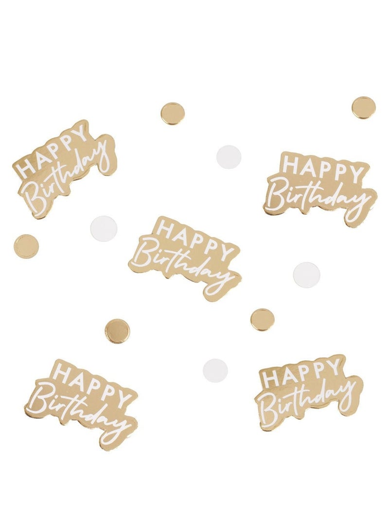 Ginger Ray Happy Birthday Confetti Metallic Gold Paper 13g - Image 1
