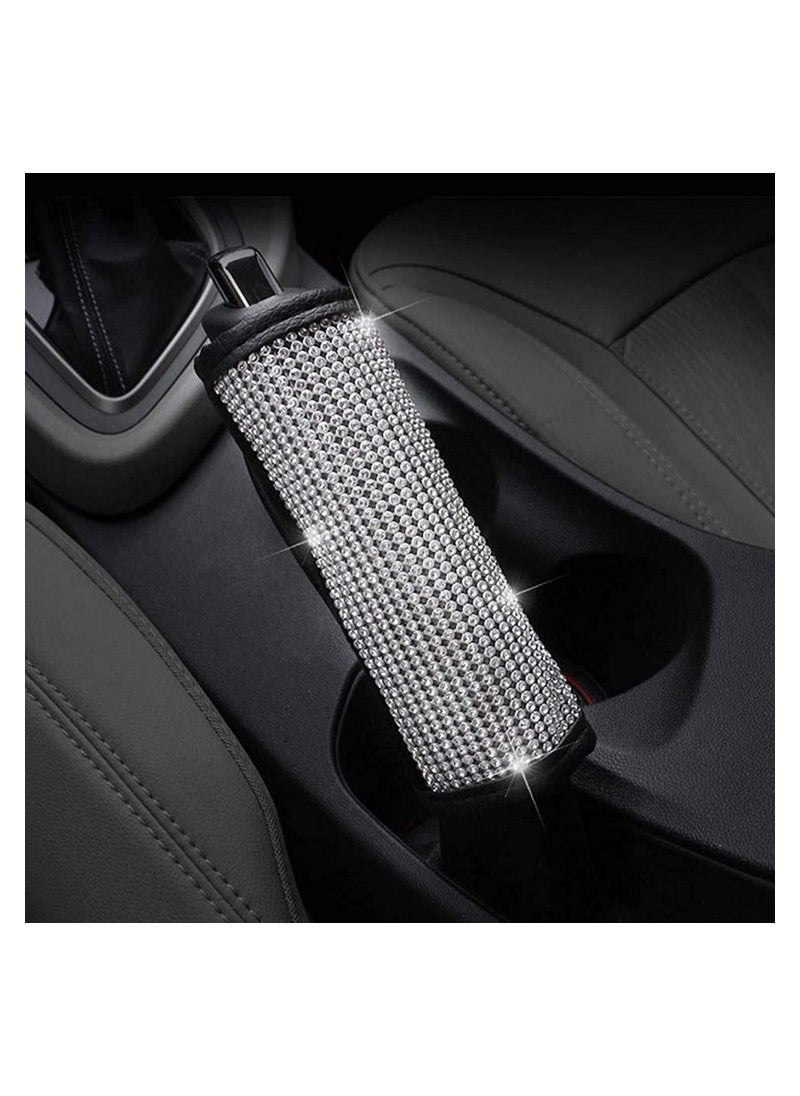 Generic - Universal Car Accessories Set Of 5 Pieces Crystal Steering Wheel Cover, Diamond Handbrake Cover, seat belt cover and Diamond Gear Shift Knob Cover Accessory for car - Silver /Black - Image 1