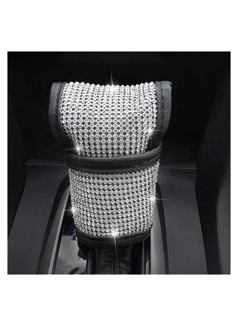 Generic - Universal Car Accessories Set Of 5 Pieces Crystal Steering Wheel Cover, Diamond Handbrake Cover, seat belt cover and Diamond Gear Shift Knob Cover Accessory for car - Silver /Black - Image 1