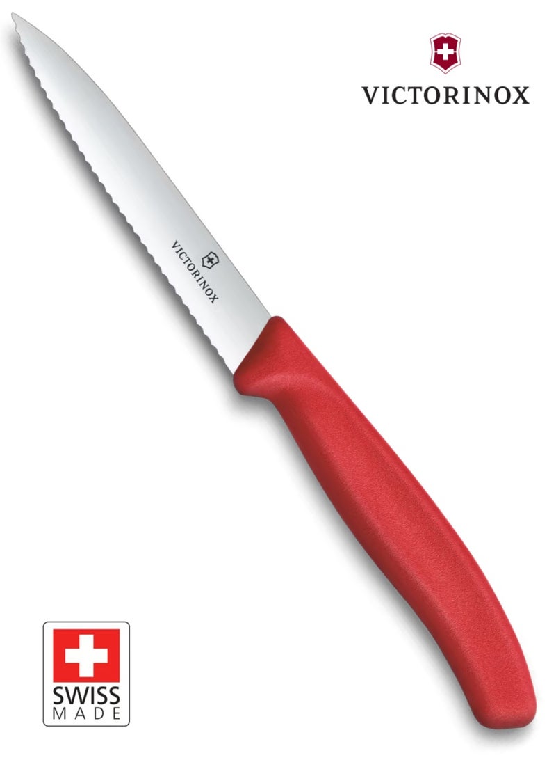Victorinox Swiss Classic Paring Knife 10 cm, Wavy Edge, Red