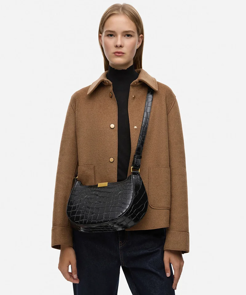 ابيكول Croc-Effect Double-Strap Bag