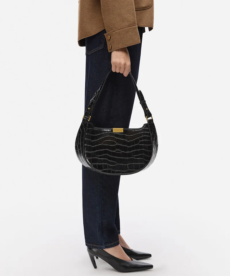 ابيكول Croc-Effect Double-Strap Bag