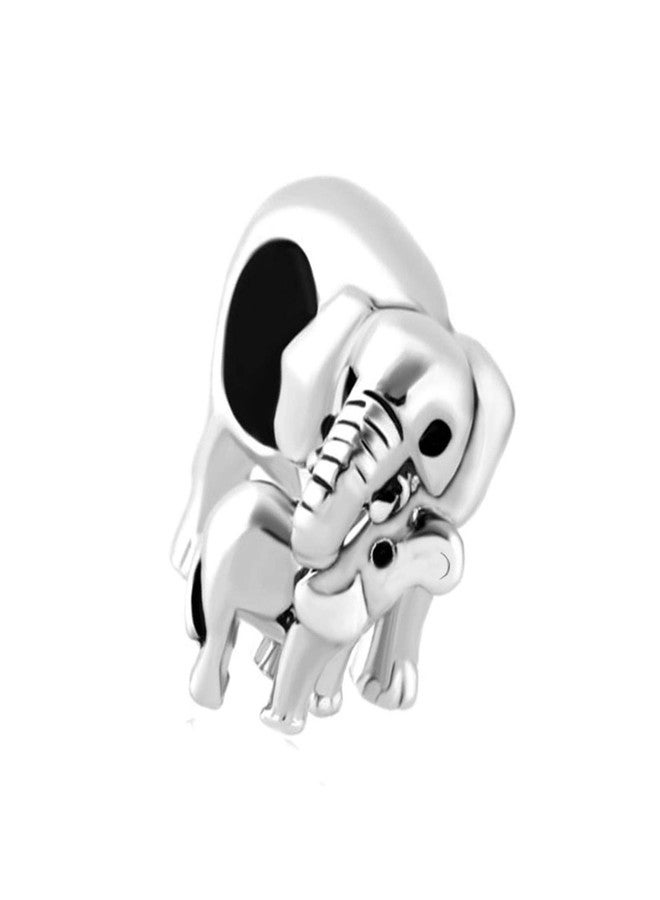 MiiFort Elephant Family Lucky Charm Compatible with Pandora Bracelets Lucky Animal Dad Mom - Image 1