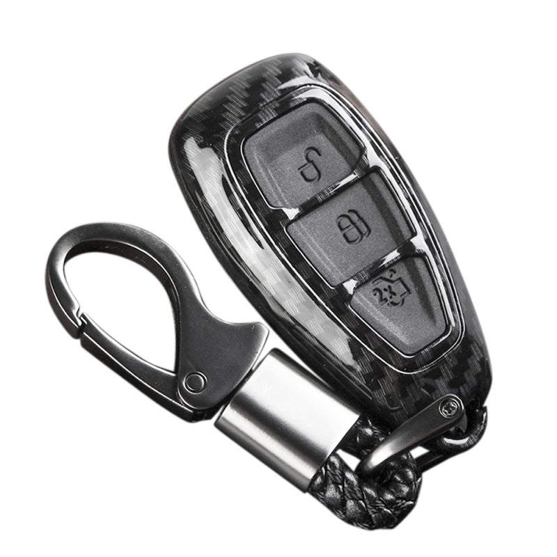 Remote Key Fob Case: Black Carbon Fiber Hard Protective Cover - Thin Slim Perfect Fit Remote Key Cover for Keyless Remote Keys - Image 1