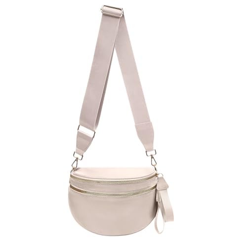 kuifang Nylon Crossbody Bags Bum Bag for Women Large Sling Bag Purse with Adjustable Strap（Beige） - Image 1