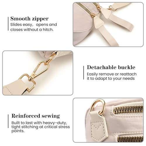kuifang Nylon Crossbody Bags Bum Bag for Women Large Sling Bag Purse with Adjustable Strap（Beige） - Image 5