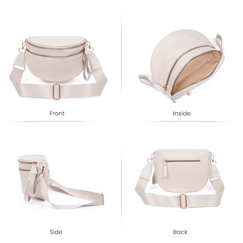 kuifang Nylon Crossbody Bags Bum Bag for Women Large Sling Bag Purse with Adjustable Strap（Beige） - Image 4