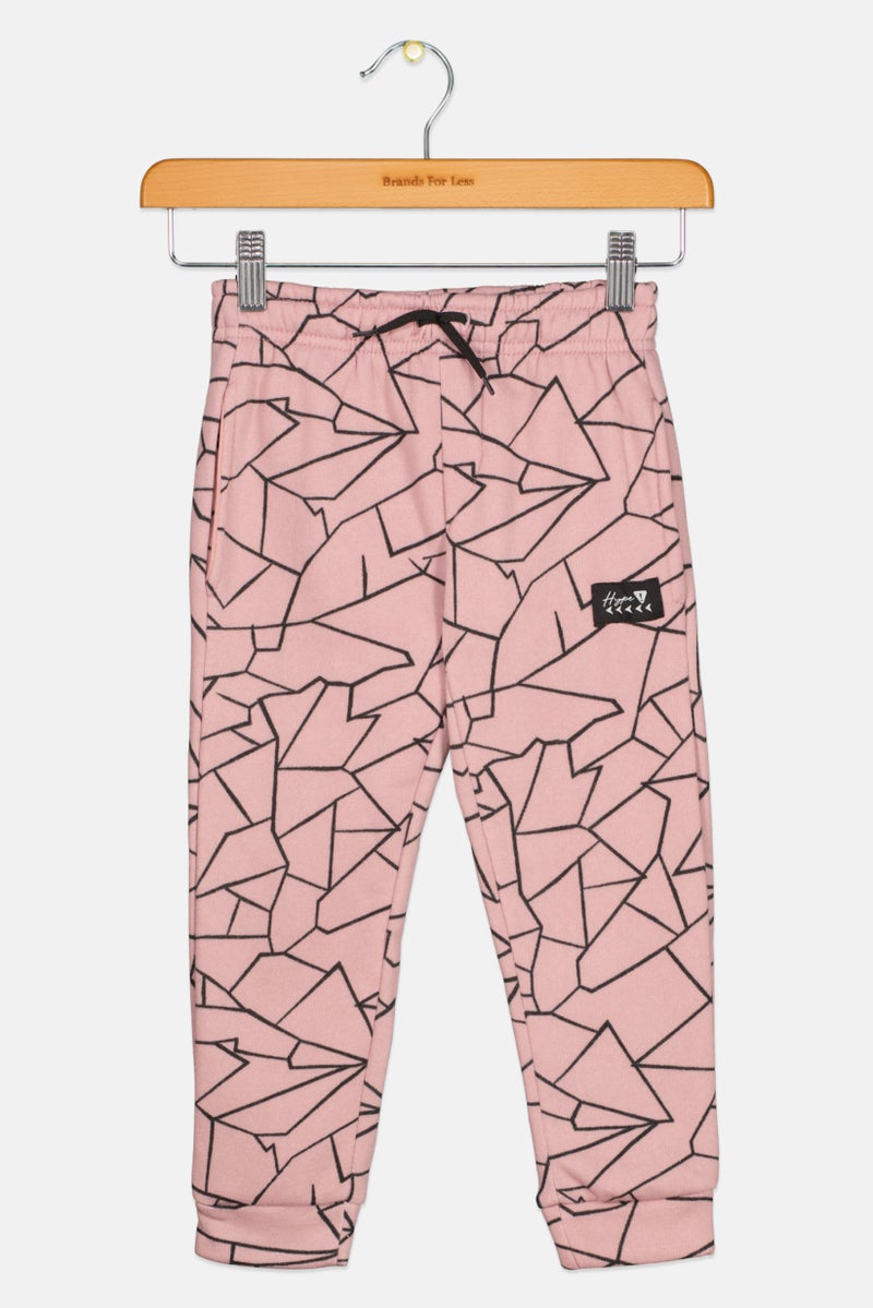 brooklyn Toddlers Girl Geometric Print Sweatpants, Pink  - Image 1