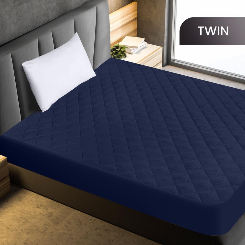 Utopia Bedding Quilted Fitted Mattress Pad, Twin Size, Elastic Fitted Mattress Topper Protector and Cover Stretches up to 16 Inches Deep, Machine Washable (Navy) - Image 2