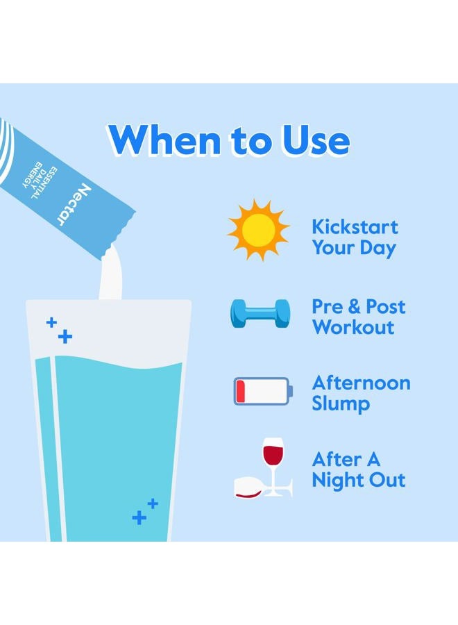 Nectar معزز الطاقة - كافيين عضوي، ب12 وإلكتروليتات - خالي من السكر والسعرات الحرارية - قهوة صحية، مشروب طاقة وبديل للصودا - مكمل ترطيب وطاقة (مجموعة متنوعة من 30 عبوة مسحوق) - Image 5