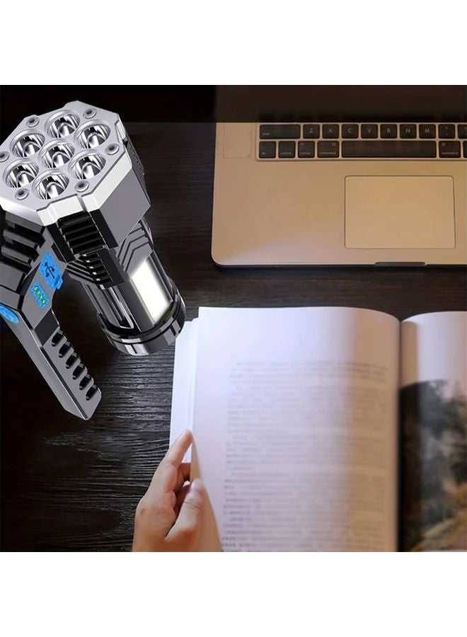 Silvery Black High Power LED Tactical Flashlight Rechargeable Long Range USB C Compatible - Image 5