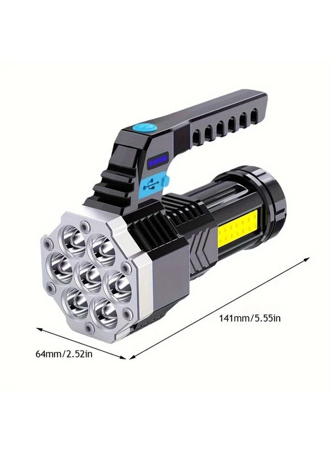 Silvery Black High Power LED Tactical Flashlight Rechargeable Long Range USB C Compatible - Image 4