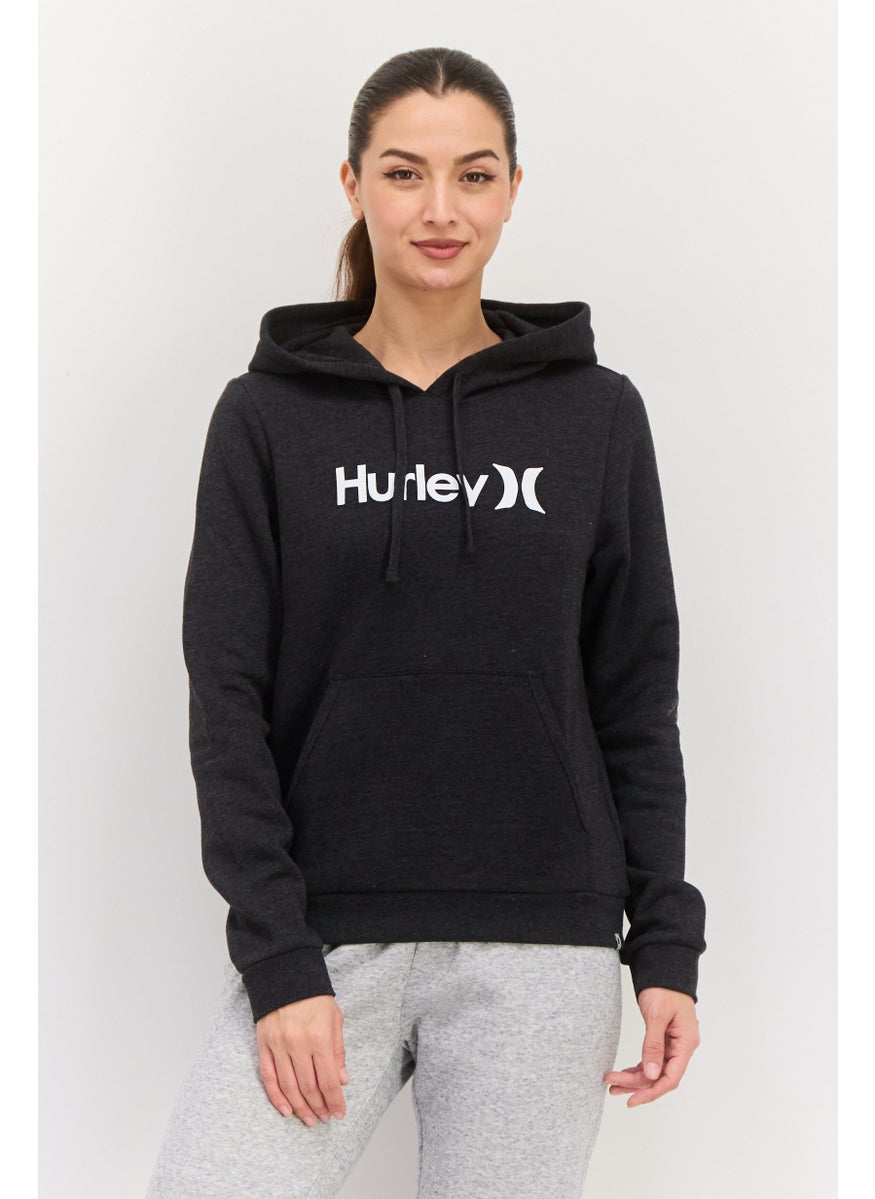 Hurley Women Hooded Long Sleeve Brand Logo Sweatshirt, Dark Grey  - Image 1