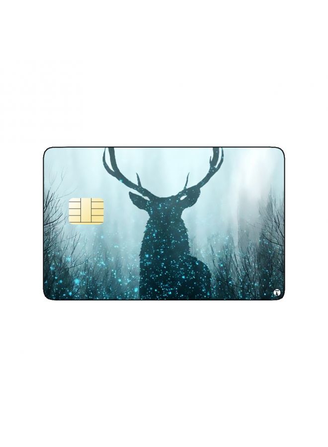 RKN PRINTED BANK CARD STICKER Aesthetic Reindeer Drawing With Blue Spray - Image 1