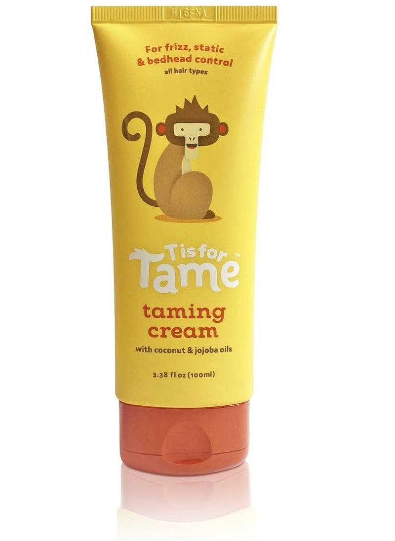 T is for Tame T is for Tame - Hair Taming Cream for Kids, Natural Anti-Frizz & Flyaway Control, Smooths Bed Head and Curls, Safe for Babies & Toddlers, Made in the USA, 4 oz  - Image 1