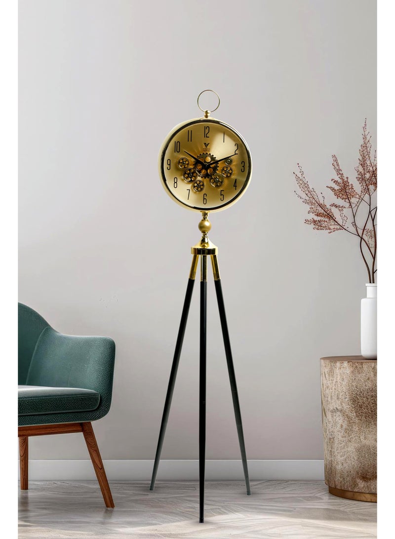 VOGUE VENUE Premium Vintage Tripod Floor Clock | Adjustable Wooden Stand | Antique Style Decorative Standing Clock for Living Room, Office & Home Décor - Image 1