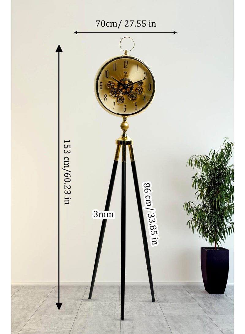 VOGUE VENUE Premium Vintage Tripod Floor Clock | Adjustable Wooden Stand | Antique Style Decorative Standing Clock for Living Room, Office & Home Décor - Image 2