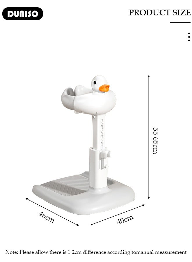 DUNISO Baby Shower Stand with Support Stool,Adjustable Toddler Shower Stand Shower Standing Support and Anti-Slip, Anti-Dumping, Easy to Clean - Image 2