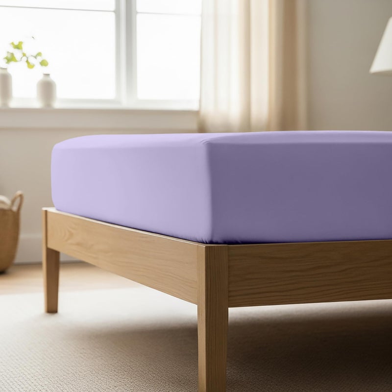 Mellanni King Fitted Sheet Iconic Collection Bedding Sheets with up to 16 inch Deep Pocket Soft Cooling Fade Stain Resistant 1 PC King Violet