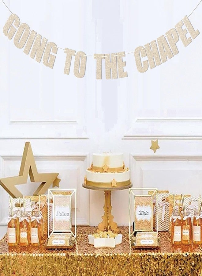 Ramciyo Going to the Chapel Banner - Bachelorette Party Decorations, Future Mr & Mrs Bunting Sign, Bridal Shower Party Decorations Champagne Gold Glitter - Image 4
