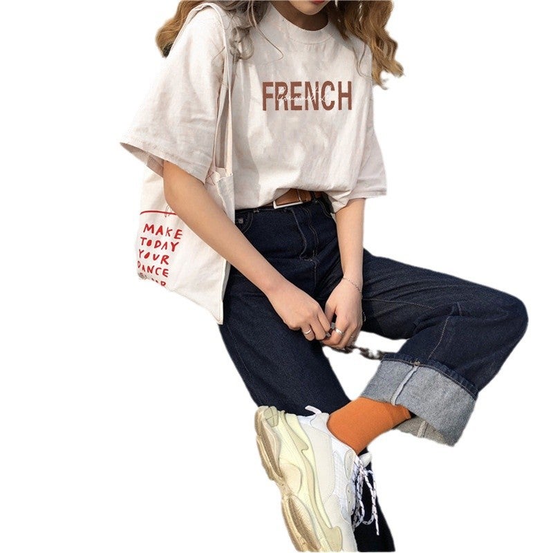 Women's Cotton Printed Short Sleeve T-Shirt, Loose Fit, Casual - Image 5