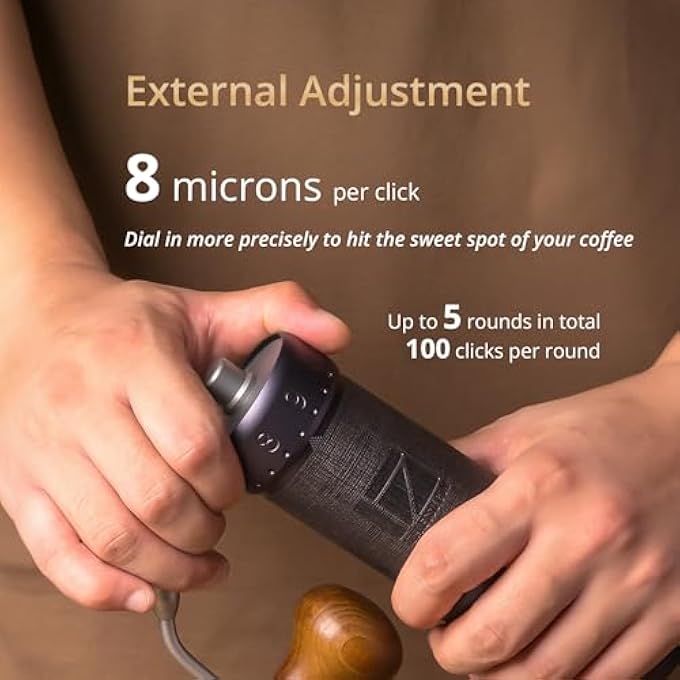 ريحني مطحنة قهوة يدوية JUltra ذات شكل مخروطي رمادي اللون بمقبض قابل للطي ومغناطيس لالتقاط الكوب وسعة 40 جرامًا وضبط دقيق وطحن أسرع وكفاءة مثالية للإسبريسو - Image 4