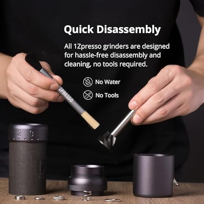 ريحني مطحنة قهوة يدوية JUltra ذات شكل مخروطي رمادي اللون بمقبض قابل للطي ومغناطيس لالتقاط الكوب وسعة 40 جرامًا وضبط دقيق وطحن أسرع وكفاءة مثالية للإسبريسو - Image 5