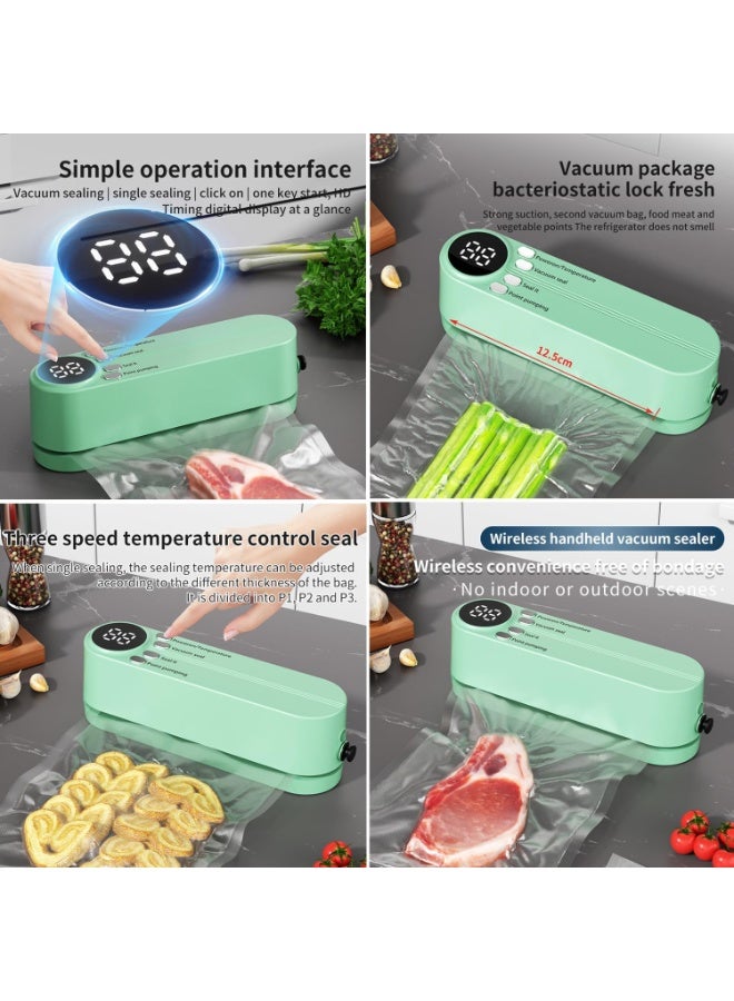 كيمايا جهاز 3 في 1 لاسلكي صغير لإغلاق الأكياس القابلة لإعادة الشحن لتخزين الطعام مع 4 أكياس للوجبات الخفيفة، وجهاز إغلاق حراري لأكياس رقائق البطاطس، وجهاز إغلاق يدوي لإغلاق الأكياس المفرغة من الهواء لحفظ الطعام، ومضخة نفخ للكرات - Image 5