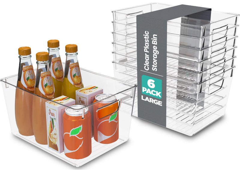 Utopia Kitchen Clear Organizer or Storage Bins  6 Pack Pantry Organizers and Storage Bins  Large Clear Storage Containers for Organizing Fridge Kitchen Organization