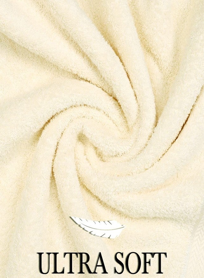 CRAFTBERRY Luxury Bath Towels Set-100% Cotton- 2 Bath, 2 Hand & 2 Washcloths- Large, Thick, Fluffy, Absorbent, Quick Dry, Soft, Plush -Gift, Pool, Hotel, Gym Towel -6 Piece Luxury Bathroom Towels - Cream / Ivory - Image 4