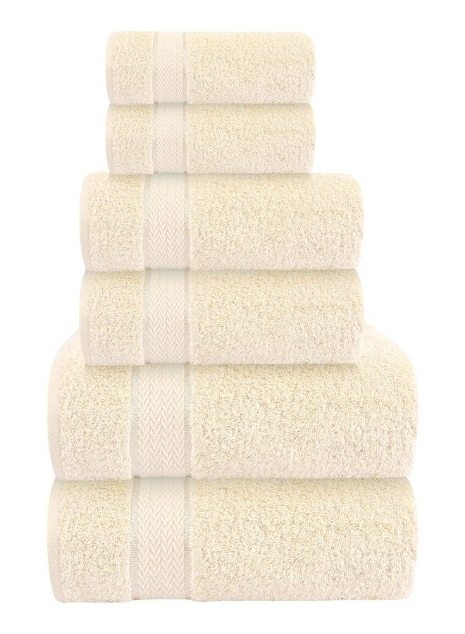CRAFTBERRY Luxury Bath Towels Set-100% Cotton- 2 Bath, 2 Hand & 2 Washcloths- Large, Thick, Fluffy, Absorbent, Quick Dry, Soft, Plush -Gift, Pool, Hotel, Gym Towel -6 Piece Luxury Bathroom Towels - Cream / Ivory - Image 1