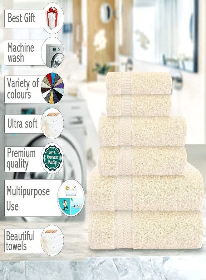 CRAFTBERRY Luxury Bath Towels Set-100% Cotton- 2 Bath, 2 Hand & 2 Washcloths- Large, Thick, Fluffy, Absorbent, Quick Dry, Soft, Plush -Gift, Pool, Hotel, Gym Towel -6 Piece Luxury Bathroom Towels - Cream / Ivory - Image 5