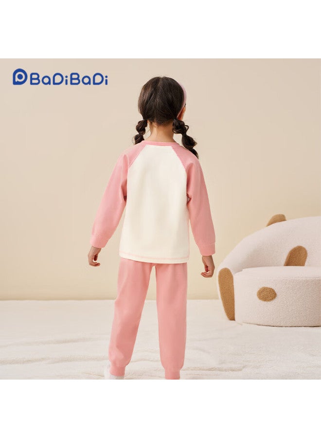 Badibadi Baby Toddler Autumn Long Johns Pajamas Boys Girls Homewear Set Pink Little Bunny 110
