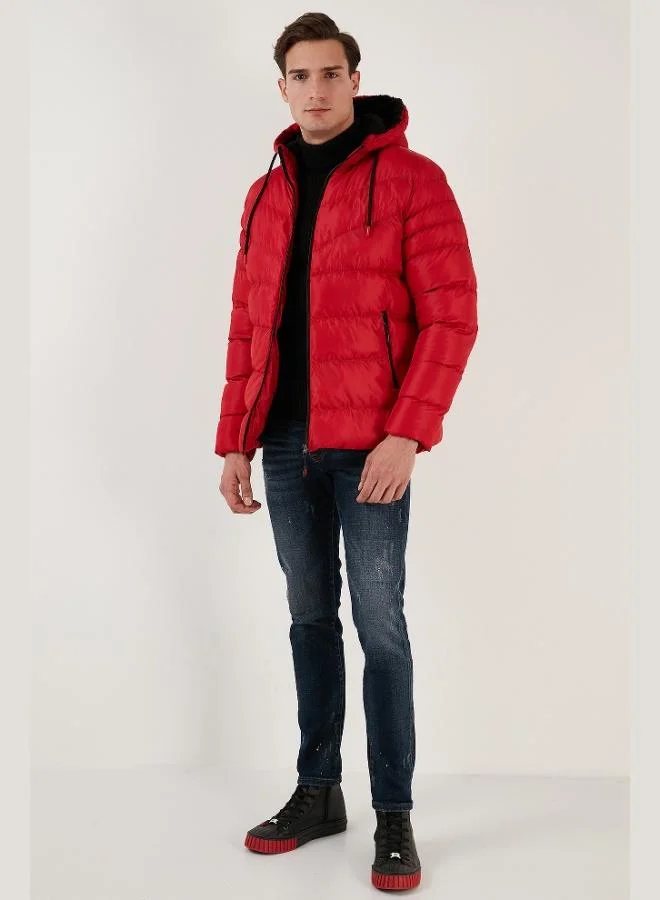 Buratti Plush Lined Hooded Zippered Slim Fit Puffer Jacket Men's COAT 5762010