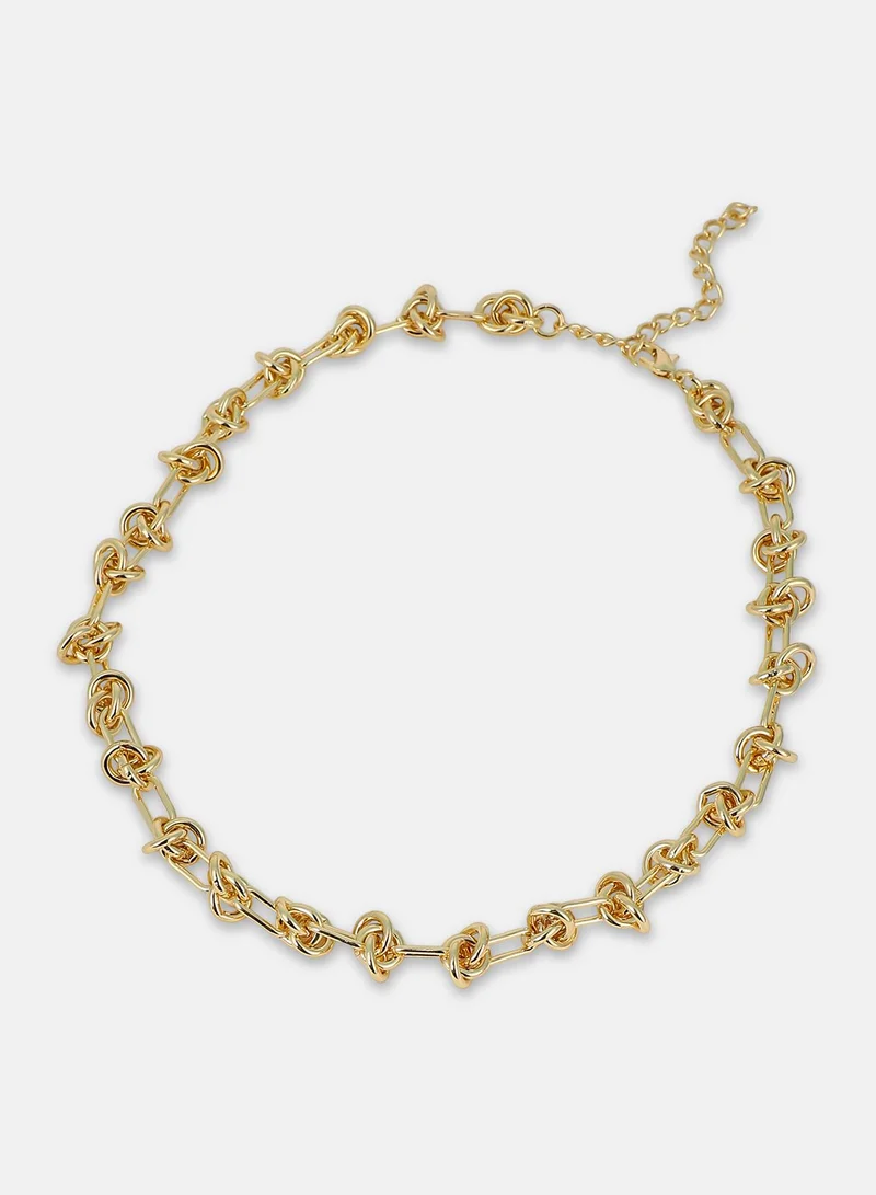 Sohi  Women The Knot-Link Chain Necklace | California  Colour | One-Size | Metallic Alloy Material | Lobster Clasp Closure | Necklace For Casual & Evening Wear for Women | Best Price UAE