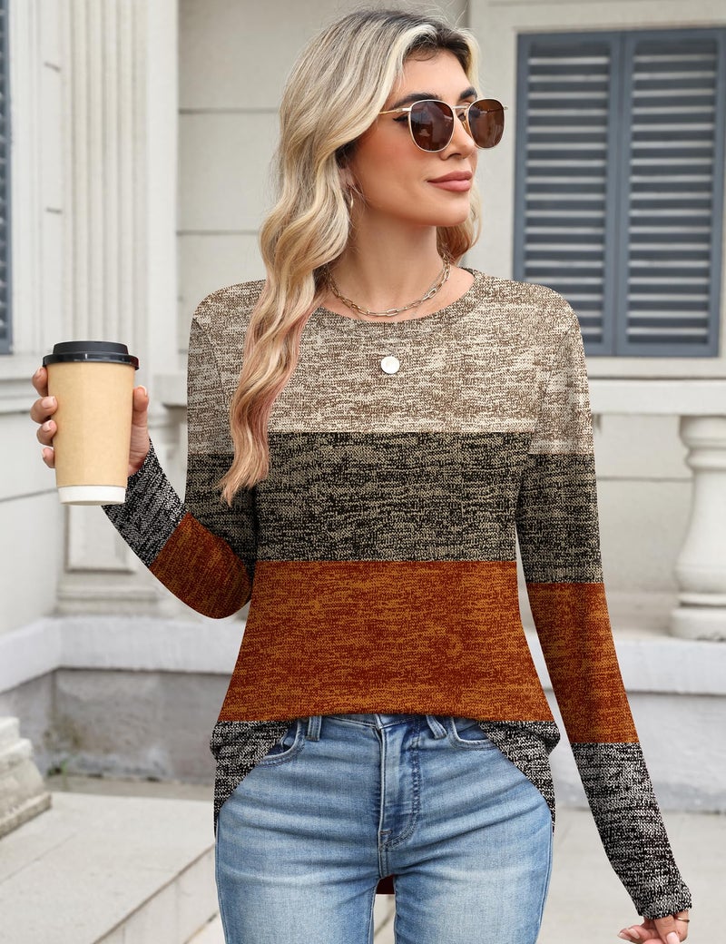 TCOT Long Sleeve Tops for Women Spring Crew Neck Stretchy Classic Fit Tunic Casual Blouse Shirts Multiple Color S - Image 2