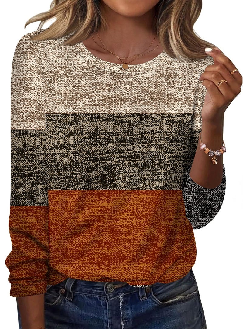TCOT Long Sleeve Tops for Women Spring Crew Neck Stretchy Classic Fit Tunic Casual Blouse Shirts Multiple Color S - Image 1