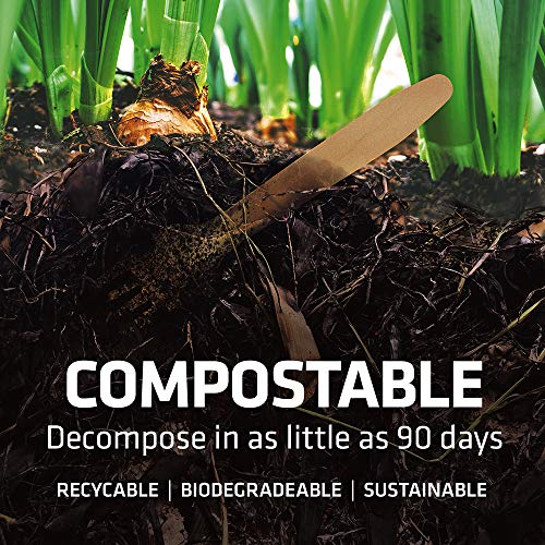 WOODABLE Disposable Wooden Cutlery Set - 100% Home Compostable - 100 Mix - (40 Forks, 40 Spoons and 20 Knives) 6.5", Bamboo Utensils Alternative, Eco-Friendly, Organic, Sustainable and Carbon Neutral Certified - Image 4