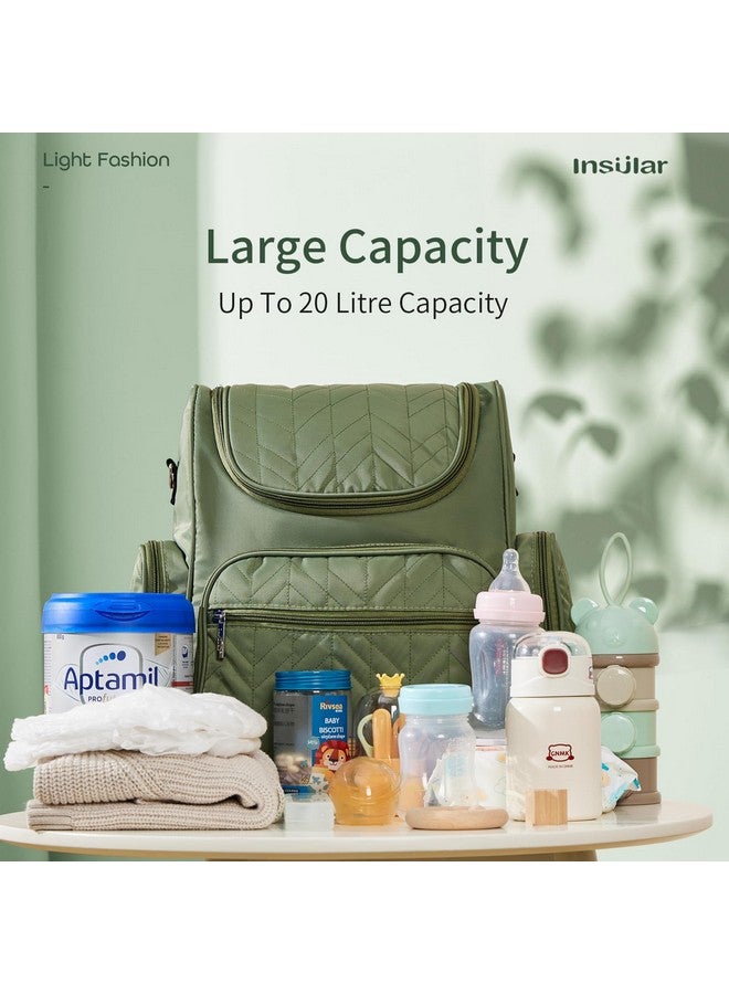 insular Diaper Bag Backpack, Multi-Function Travel Back Pack, Waterproof Changing Bag for Mom Girls, Large Capacity Baby Bag with Stroller Straps and Changing Pad, Pink - Image 2