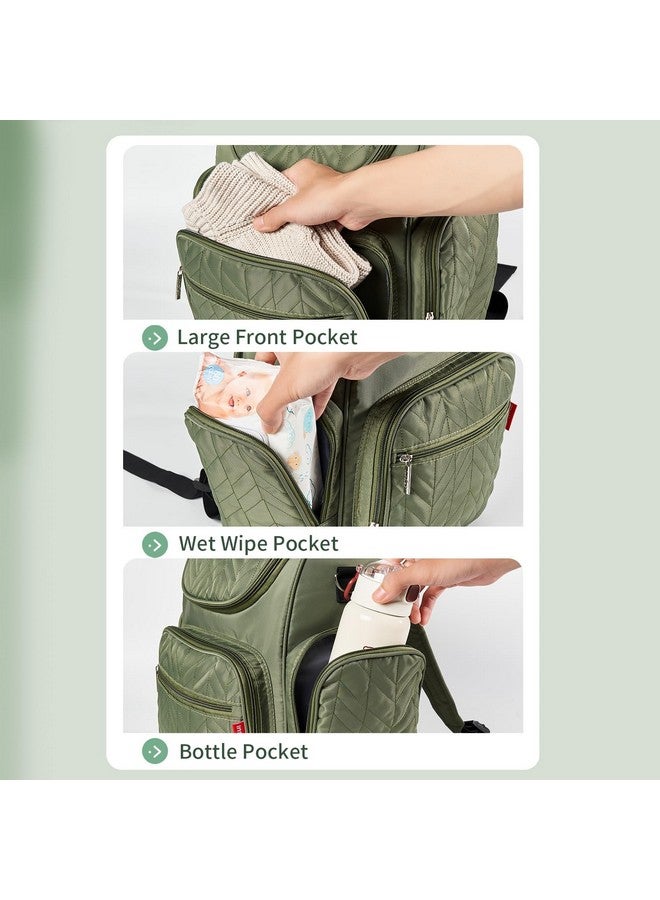 insular Diaper Bag Backpack, Multi-Function Travel Back Pack, Waterproof Changing Bag for Mom Girls, Large Capacity Baby Bag with Stroller Straps and Changing Pad, Pink - Image 4