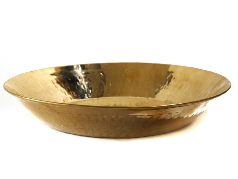 Kitchen 101% Pure Brass Pital Parat for Atta | 14 Inch | Paraat for Dough Atta Kneading | Brass Utensils for Cooking | Pital Ka Bartan | Thaal | Thatera Bartan Pital - Image 3